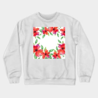 Red Floral Watercolor Crewneck Sweatshirt